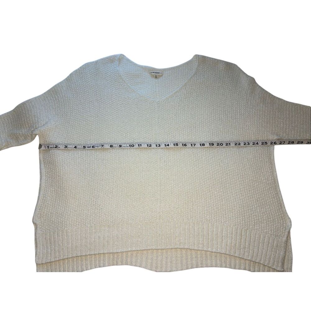Anthropologie ee:some ivory oversized open knit v-neck sweater with dolman sleev - Picture 5 of 6